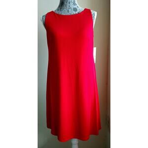 Eliza J Lace-Up Back A-Line Dress Red Jewel Neck 6 New